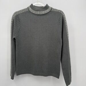 Demétre Womens Sz S Petite Gray Wool Blend Mock Neck Sweater Fair Isle‎ Ski
